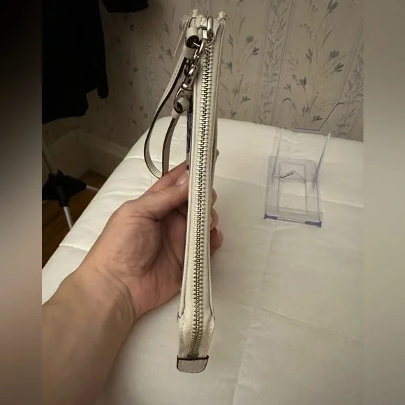 Coach Signature Denim Wristlet with Leather Trim - Picture 7 of 11